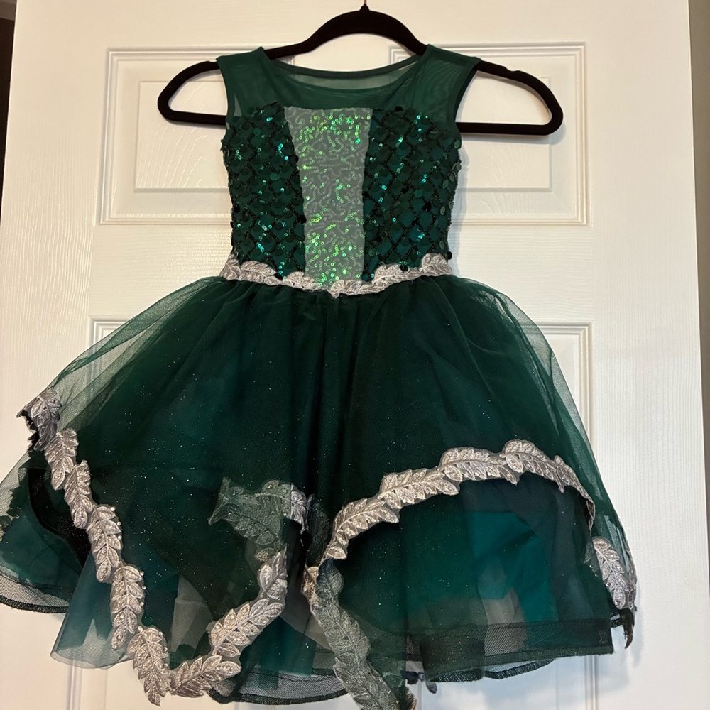 Weissman Emerald and Silver Kids Dance Costume